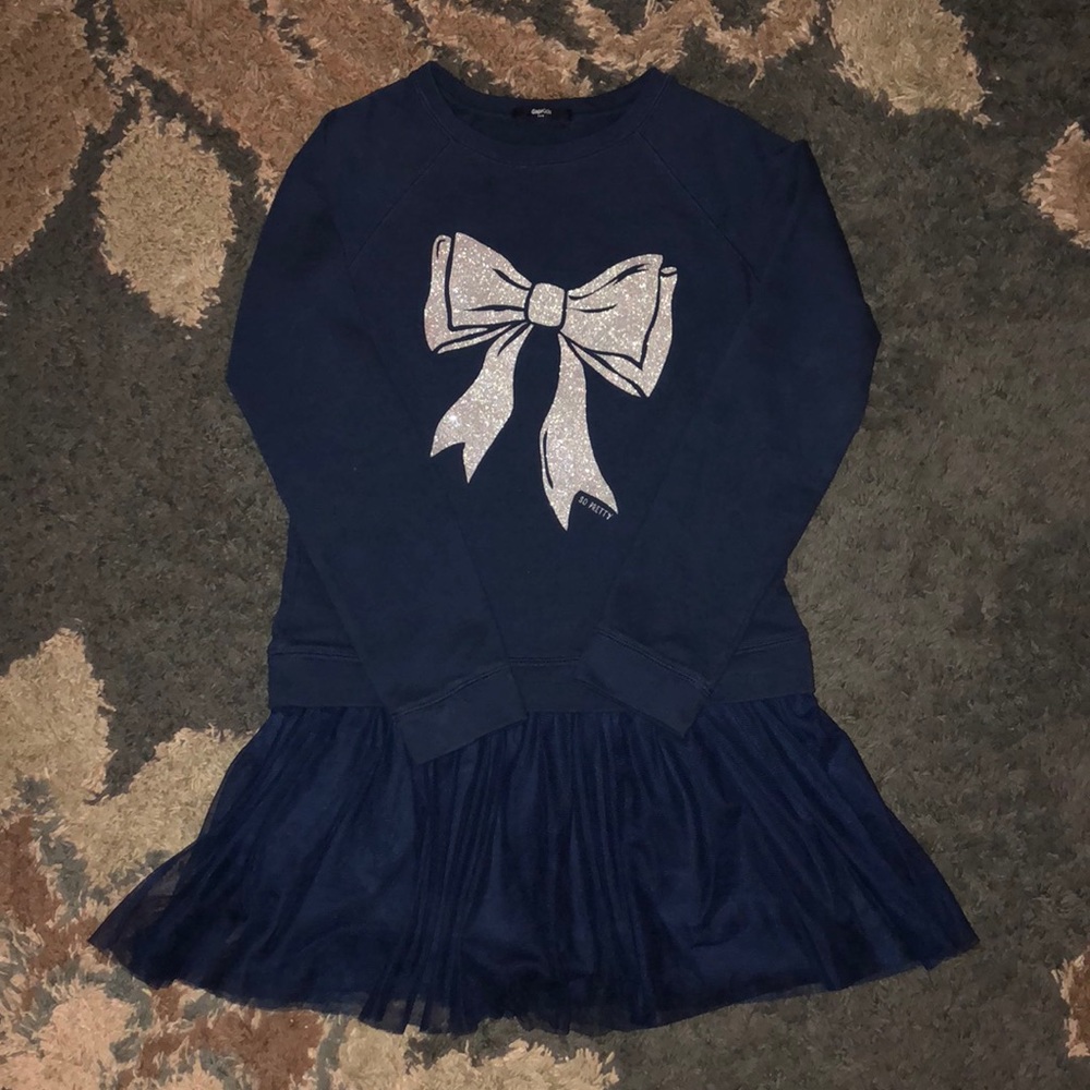 Silver sparkled bow dress